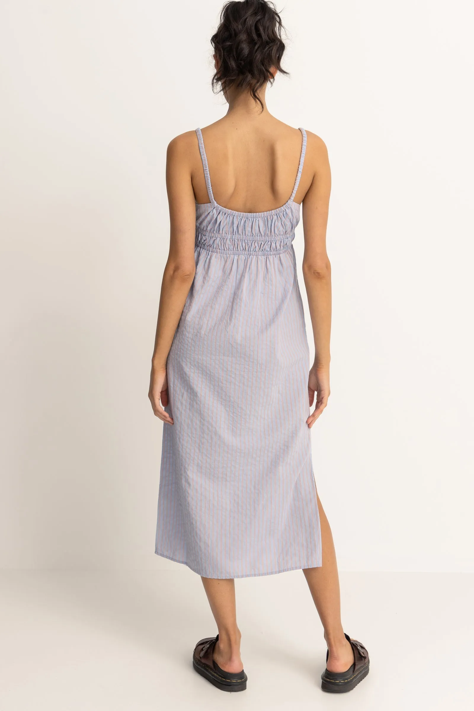 Soft Blue Babydoll Midi Dress in Paradiso