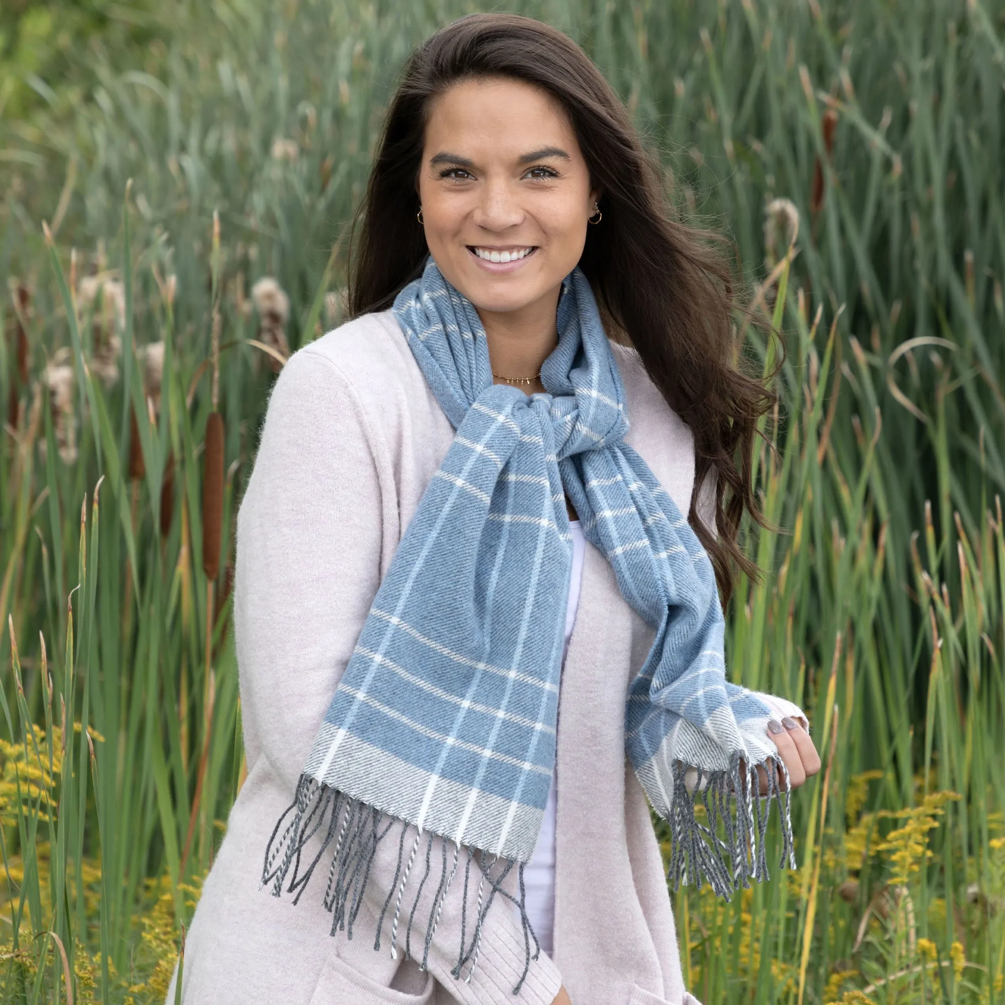 Soft Ukrainian Plaid Scarf made from Merino Wool and Cashmere.