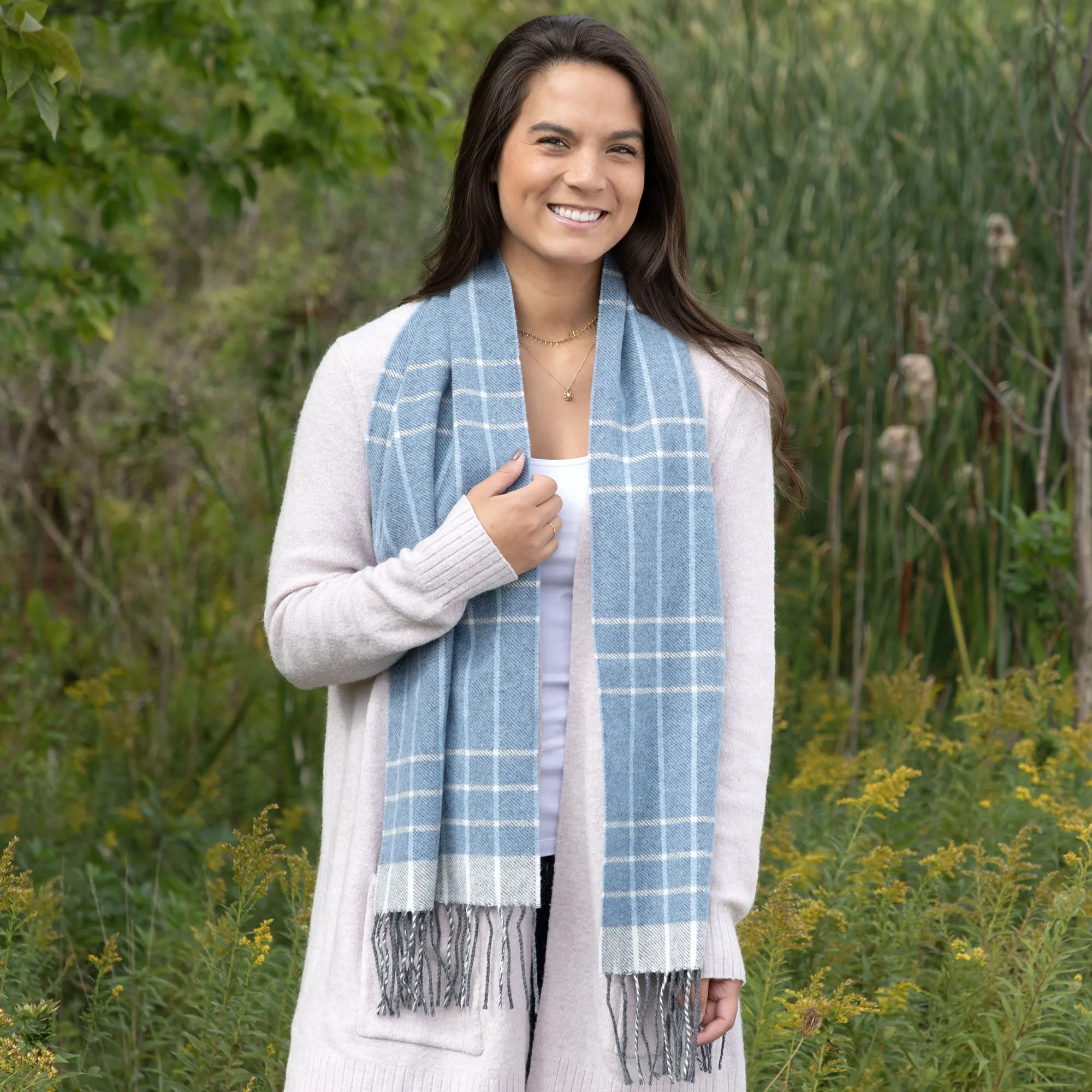 Soft Ukrainian Plaid Scarf made from Merino Wool and Cashmere.