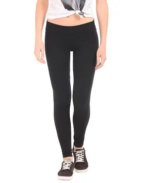 Solid Cotton Spandex Leggings