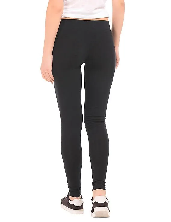 Solid Cotton Spandex Leggings