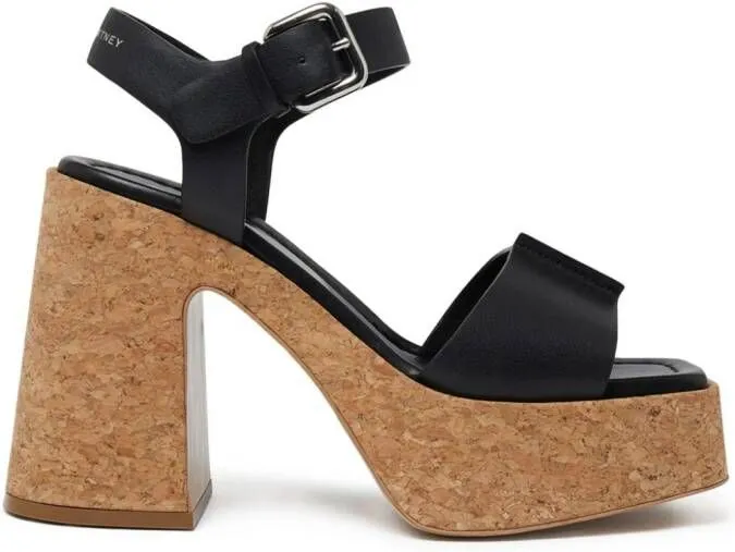 Stella McCartney Skyla Cork-Platform Sandals Black