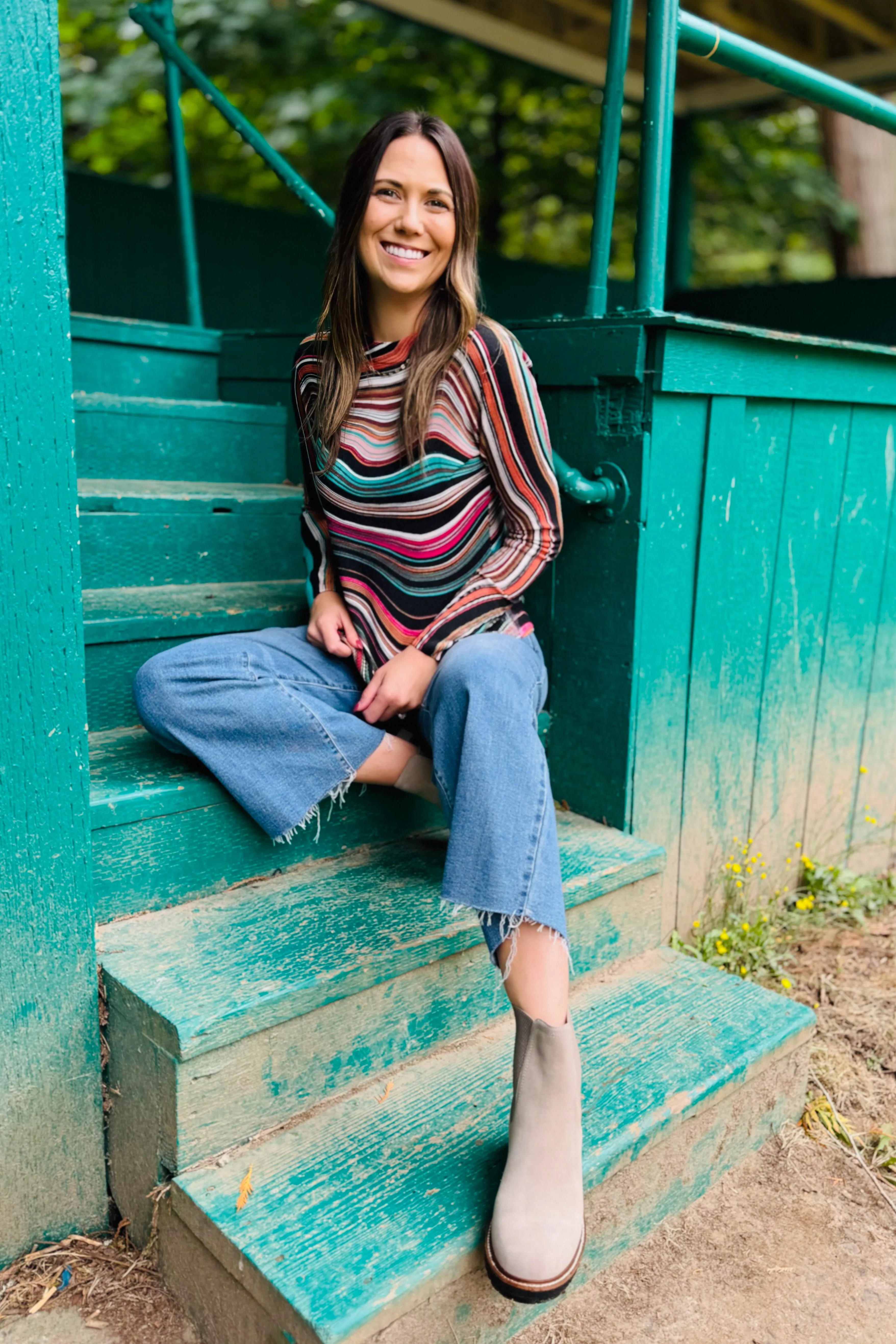 Striped Sweater with Waves