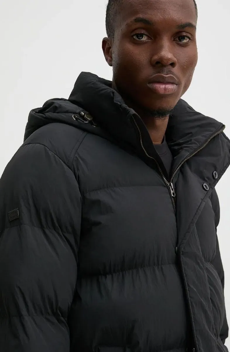 Black Superdry Hooded Longline Puffer Jacket