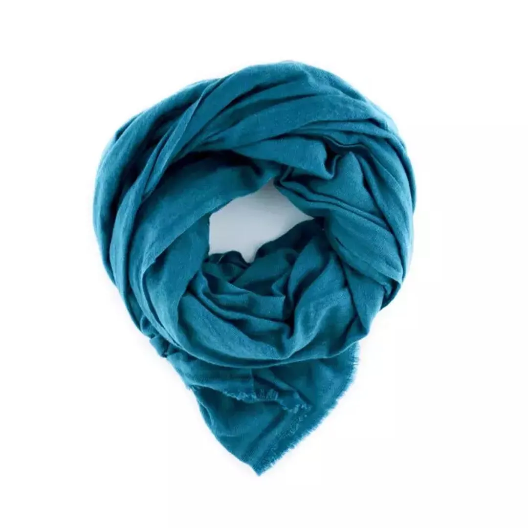 Teal Cashmere Scarf - Foxtail Pattern