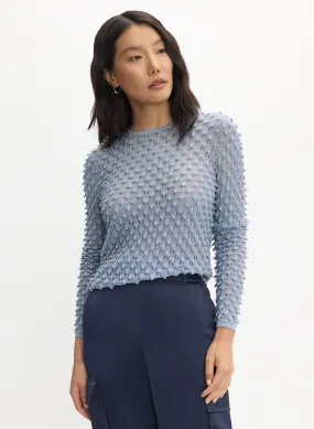 Textured Knit Sweater with Bubble Stitch Detail