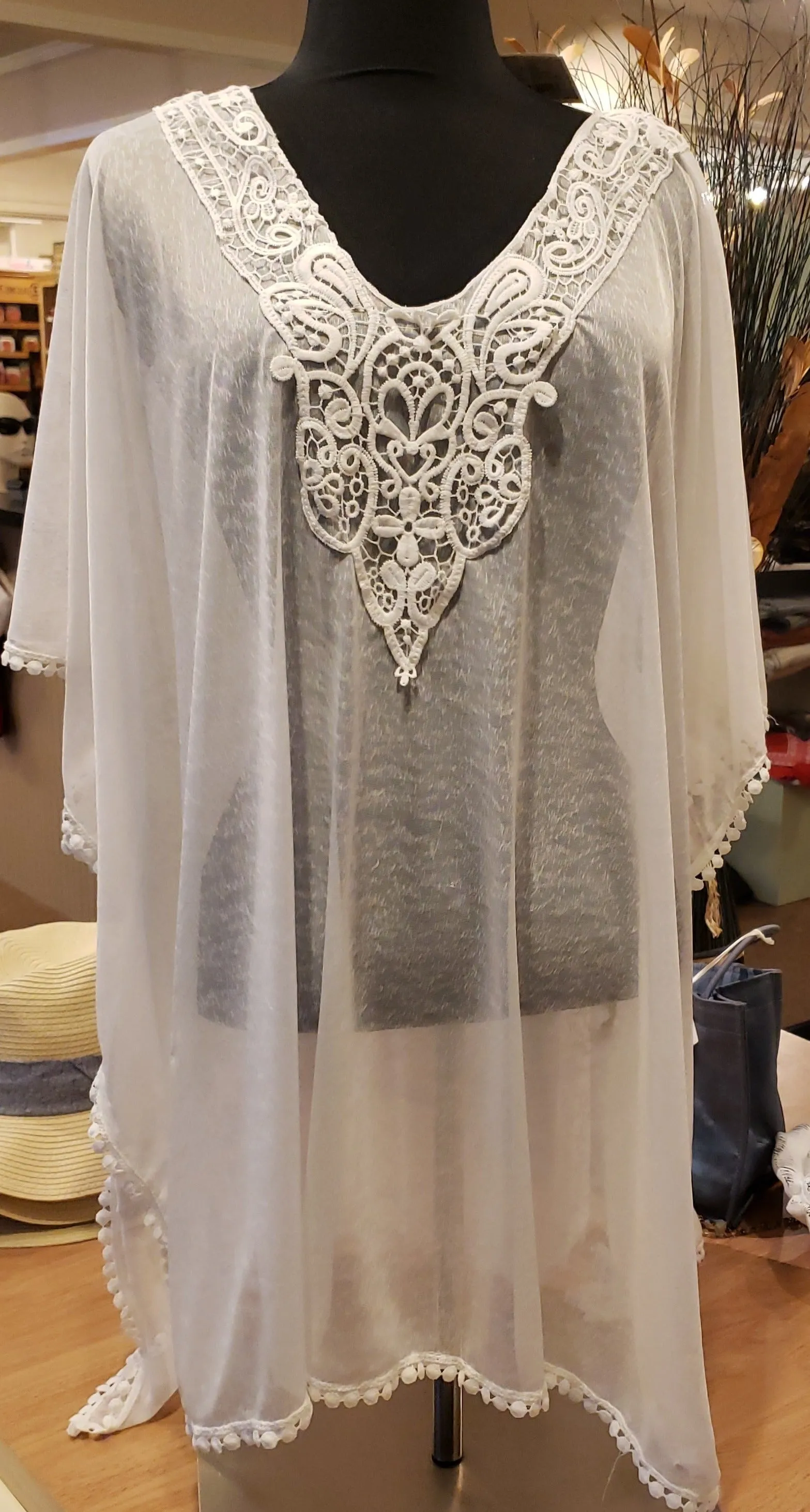 TGB White Knit Cover-Up with Crochet Trim - 456,000 results