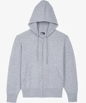 The Kooples Womens Middle Grey Mel Drawstring Hood Knitted Wool Blend Hoody