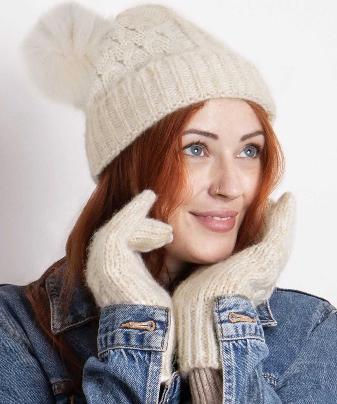 Ladies Cable Hat and Glove Gift Set by Totes