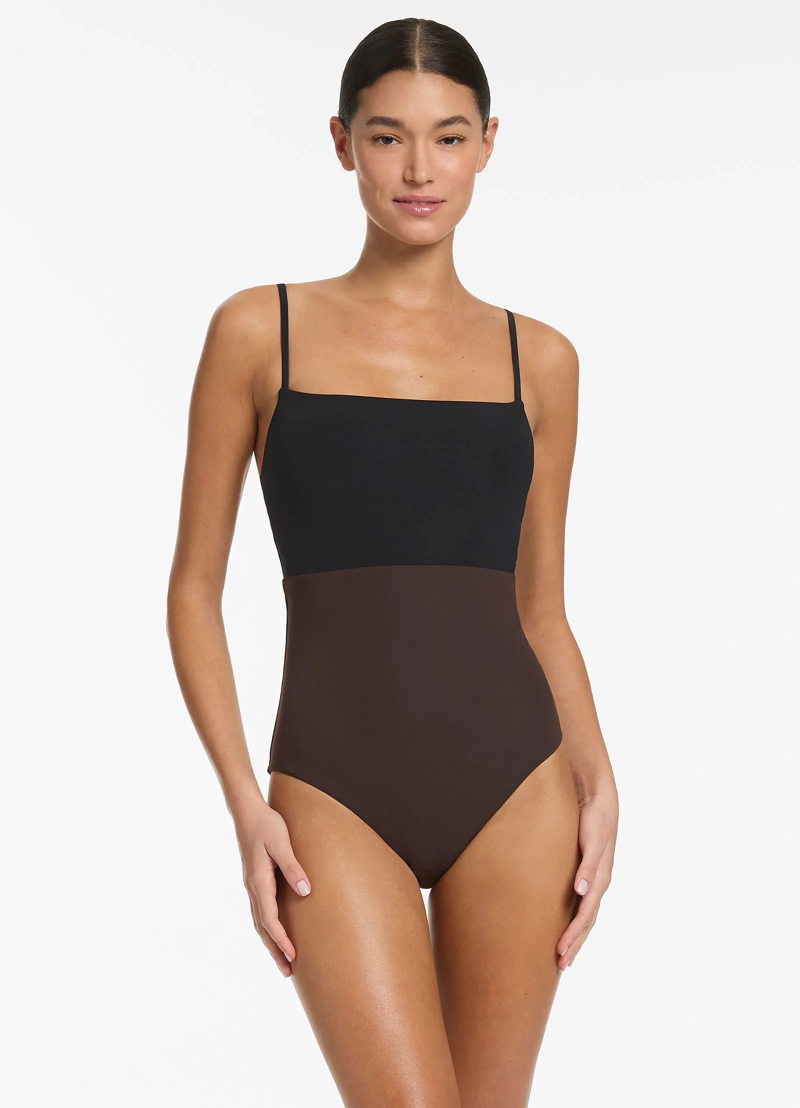 Versa Tank Swimsuit - Black/Chocolate