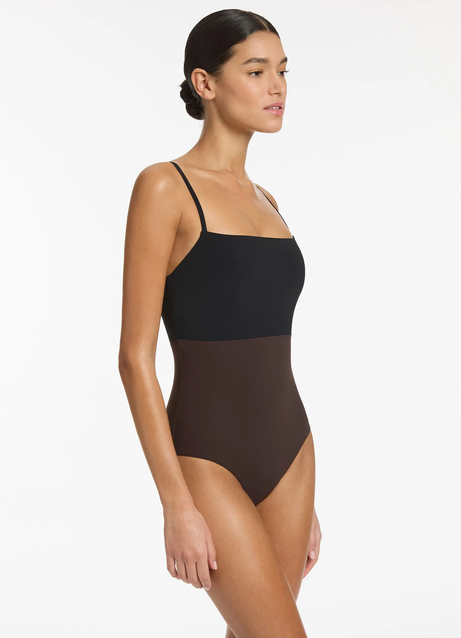 Versa Tank Swimsuit - Black/Chocolate