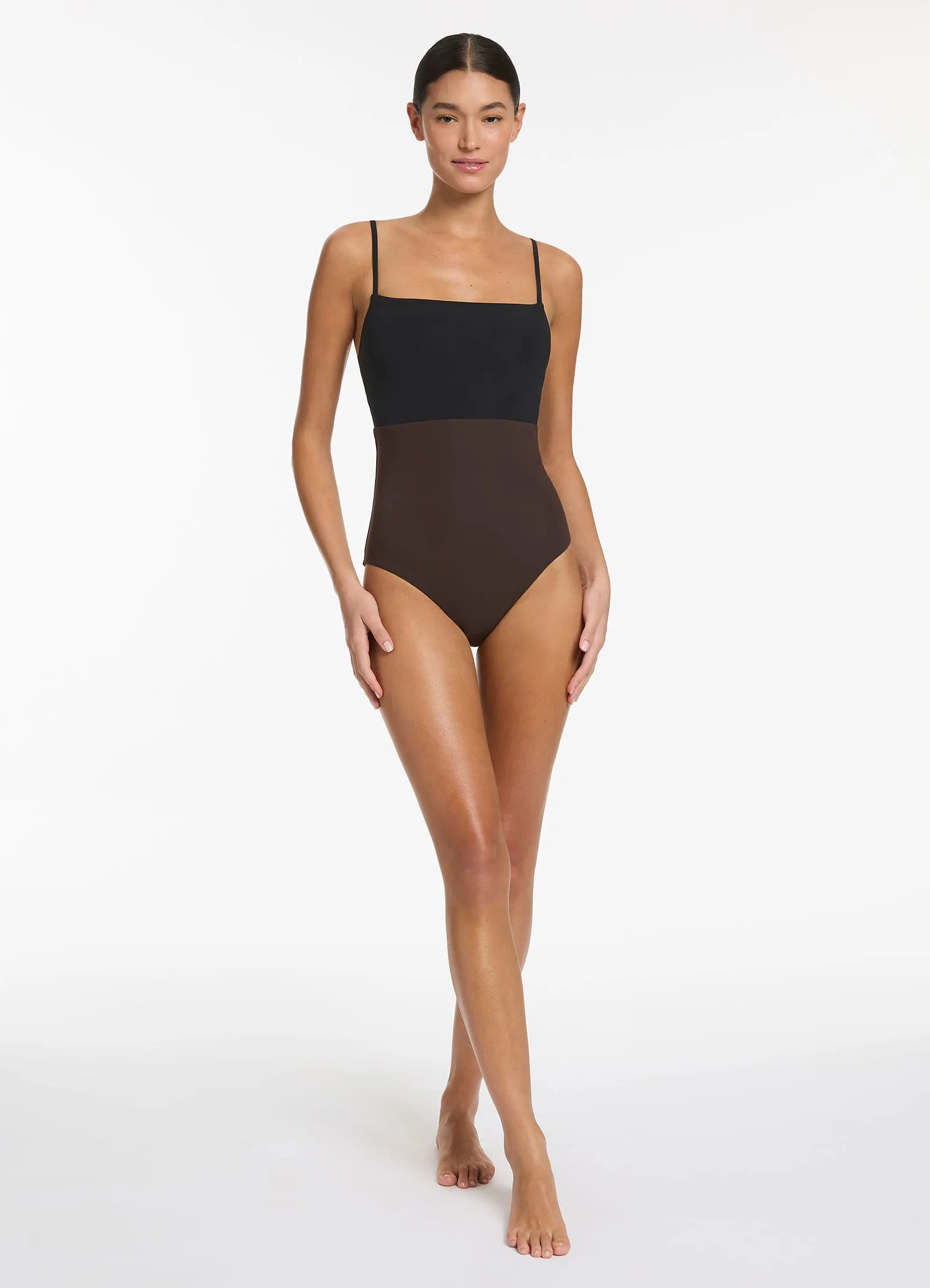 Versa Tank Swimsuit - Black/Chocolate