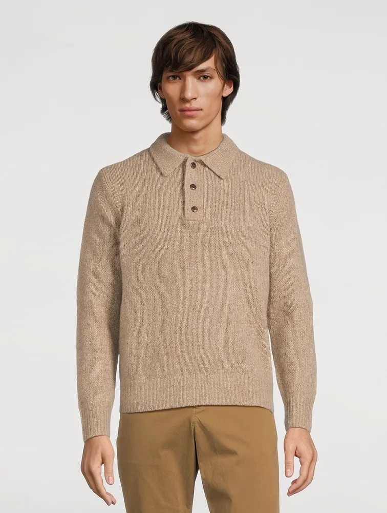 VINCE Donegal Cashmere Polo Sweater