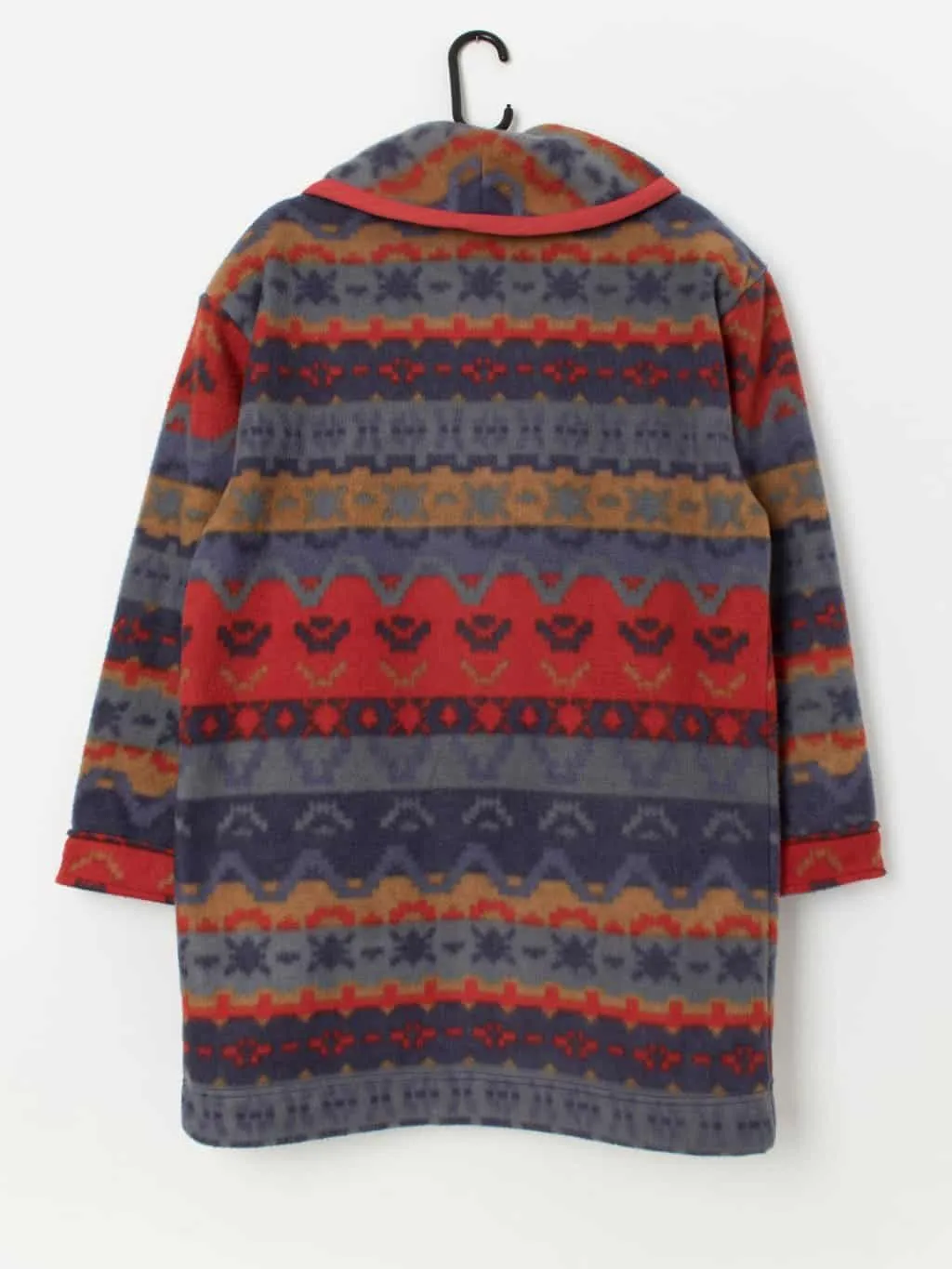 Oversized Aztec Fleece Coat in Blue and Orange - Large