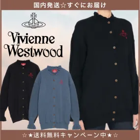 Vivienne Westwood Unisex Street Style Plain Cotton Logo Cardigans