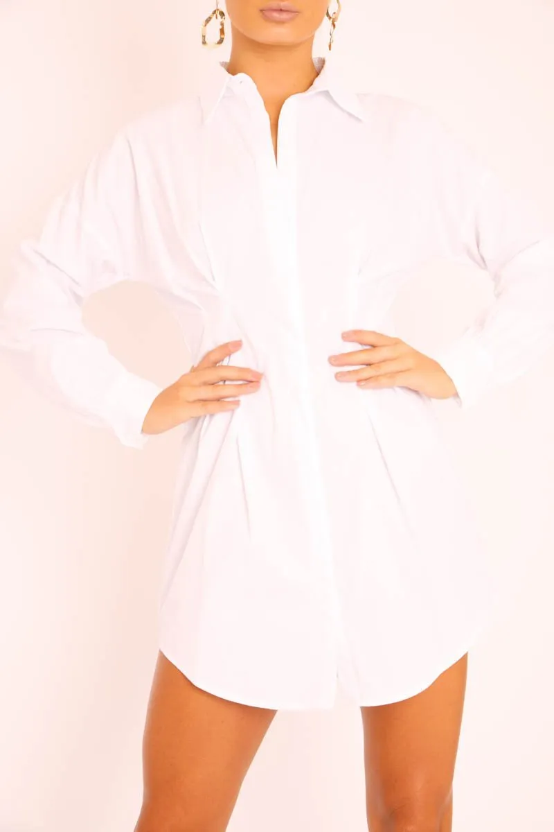 White Long Sleeve Shirt Dress - Laritza