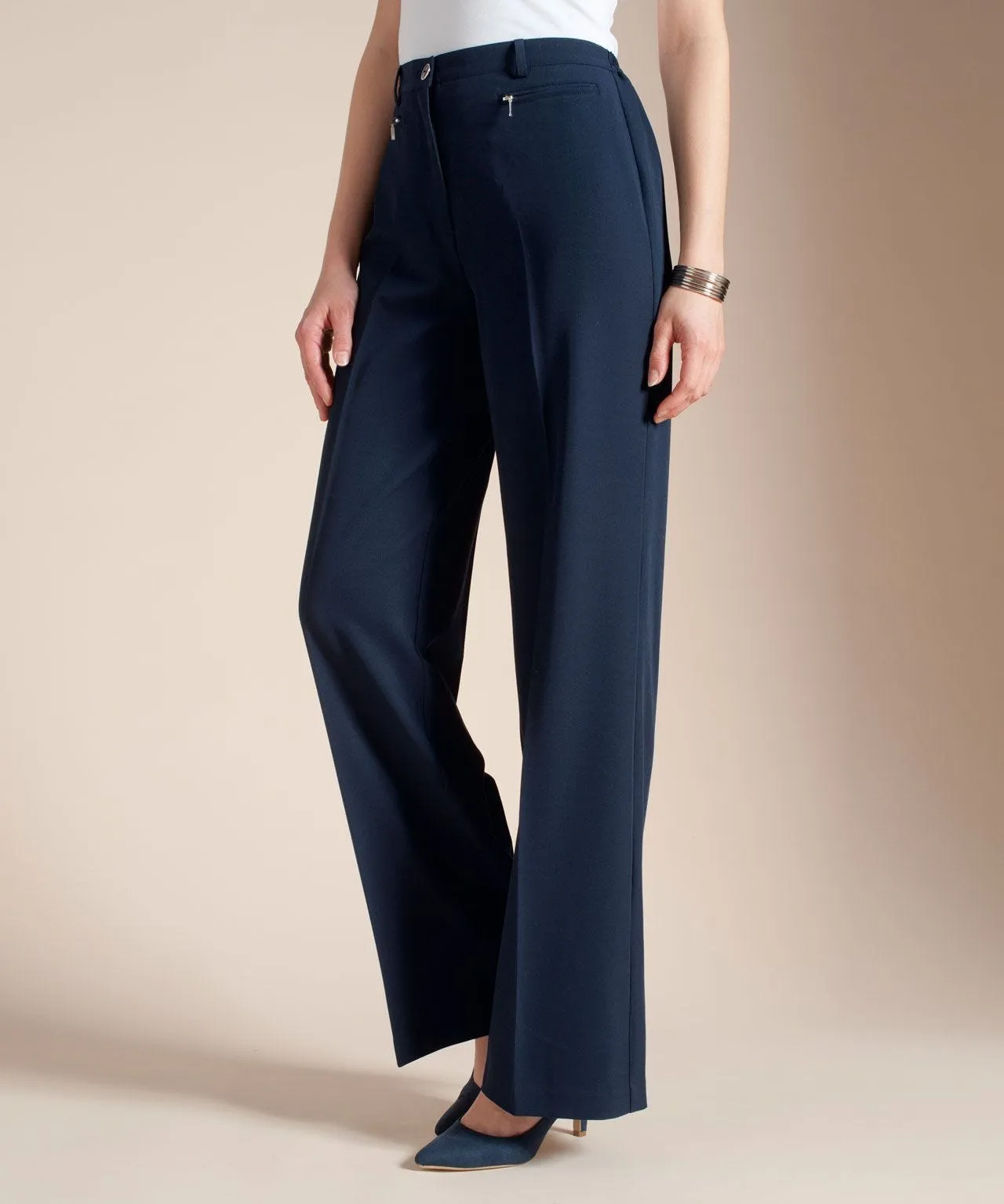 Elastic Waist Wide-Leg Trousers