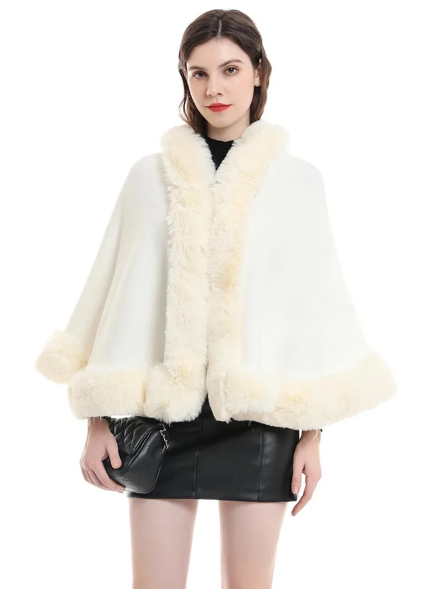 Winter Bridal Wedding Cape - Faux Fur Shawl Outerwear