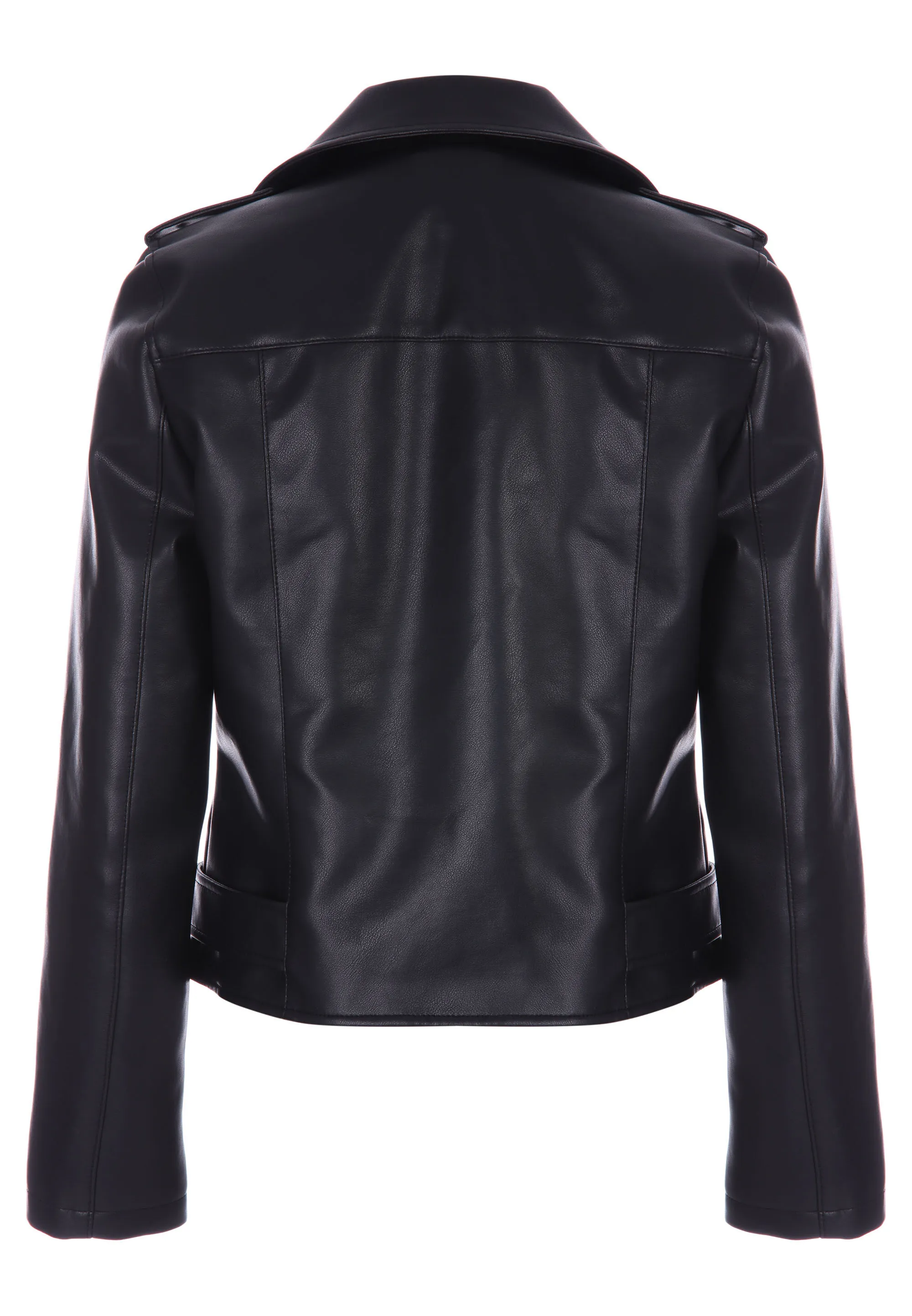 Women's Belted Biker Jacket in Black