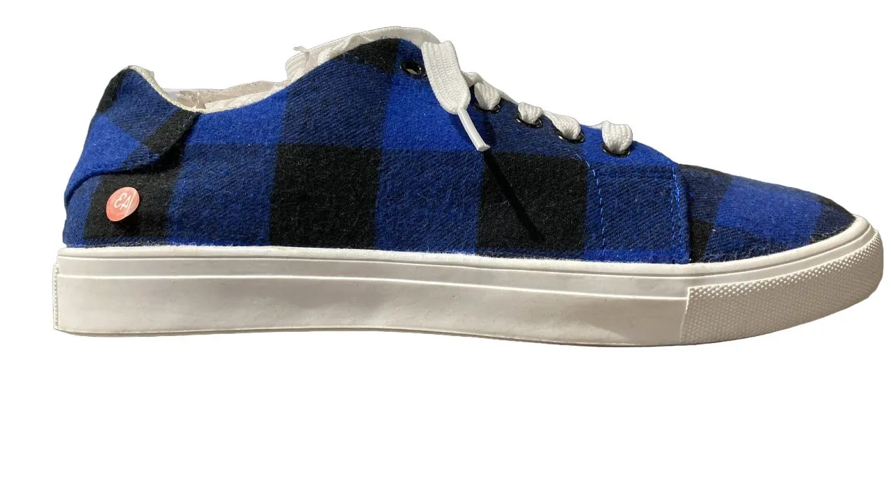 Womens Blue Black Buffalo Check Sneaker Sport Style