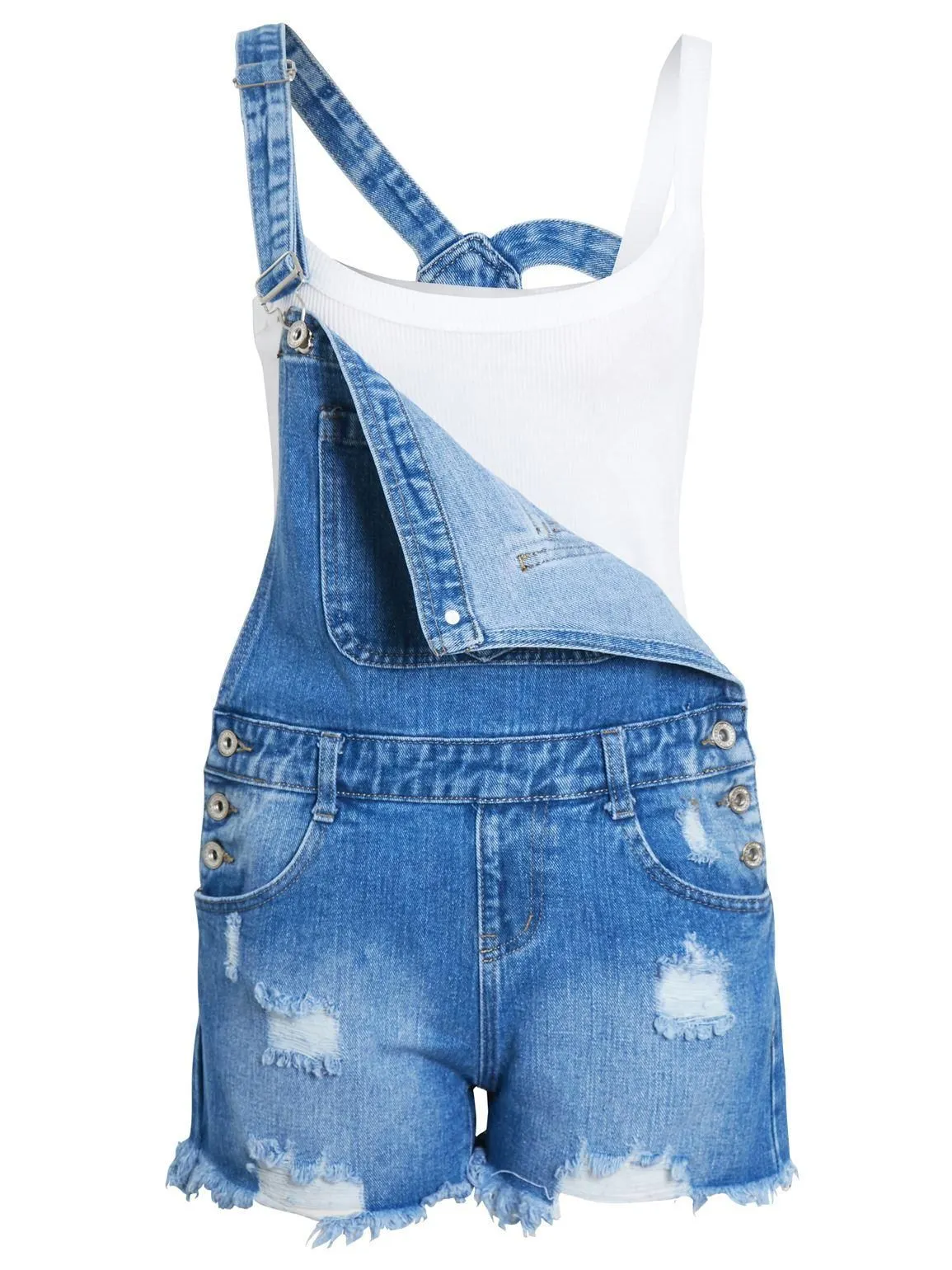 Women's Distressed Denim Shorts in Denim Blue, UK Sizes 6-14