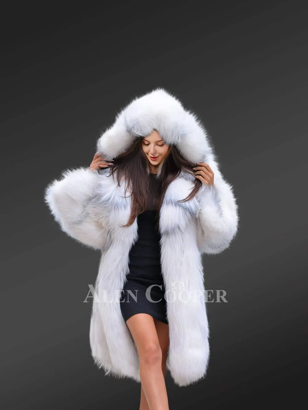 Women's Knee-Length Fox-Fur Coat