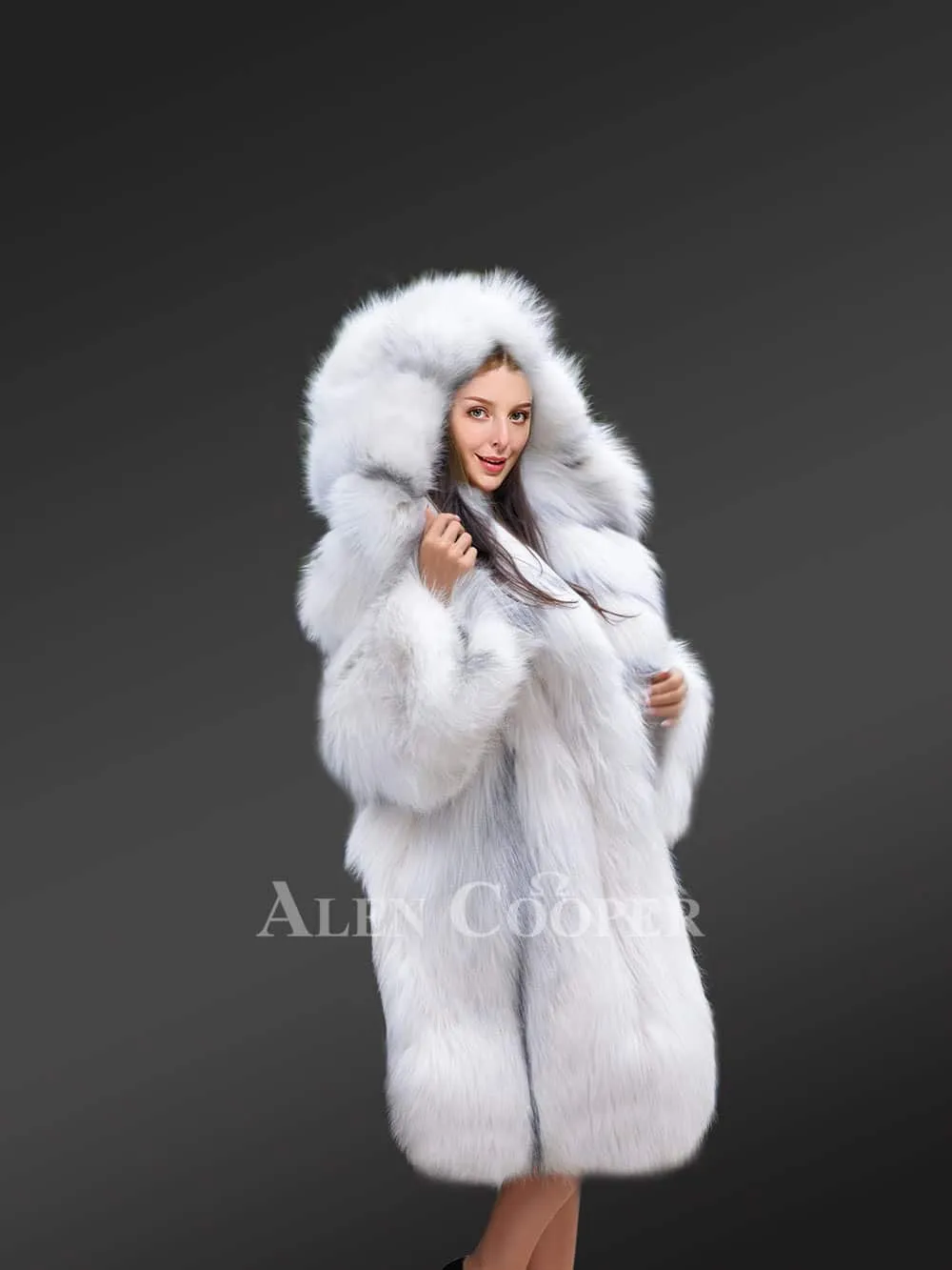 Women's Knee-Length Fox-Fur Coat