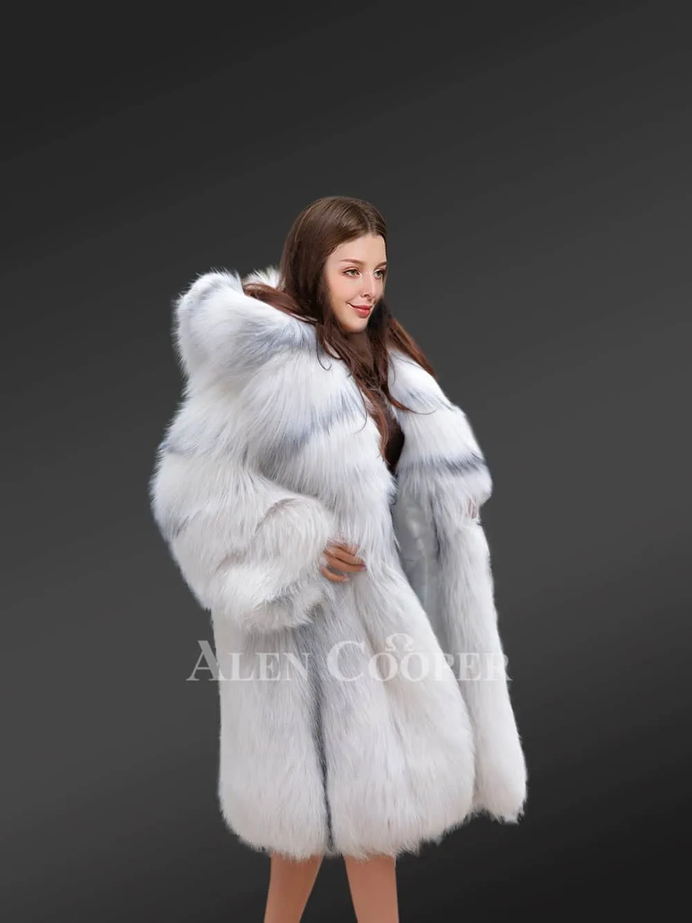 Women's Knee-Length Fox-Fur Coat