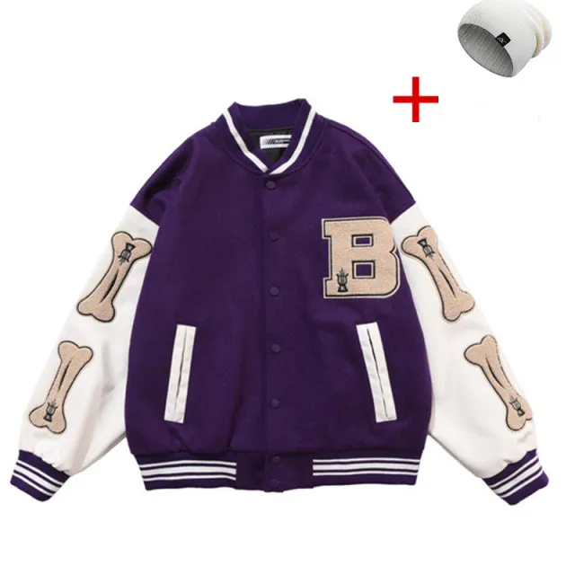 Xituodai Men's Varsity Bomber Jacket Hip Hop Streetwear Baseball Coats