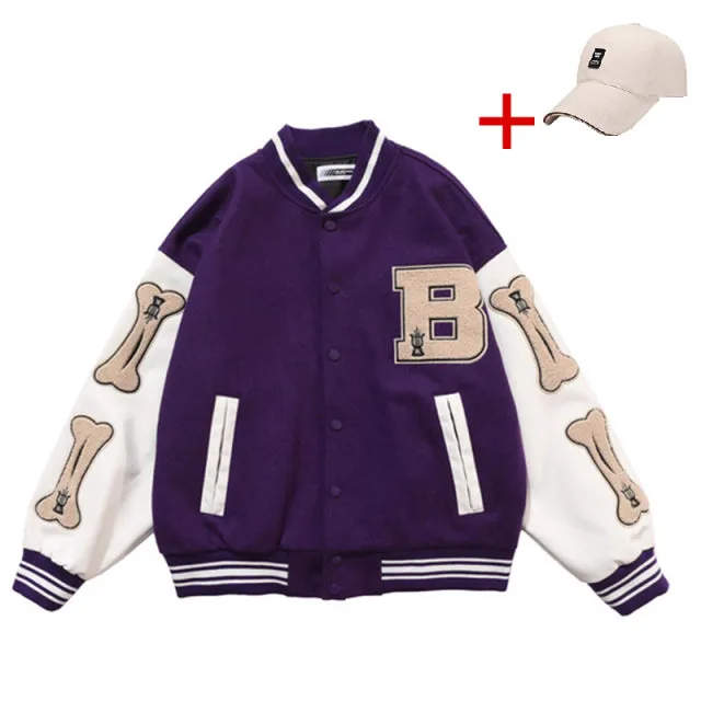 Xituodai Men's Varsity Bomber Jacket Hip Hop Streetwear Baseball Coats