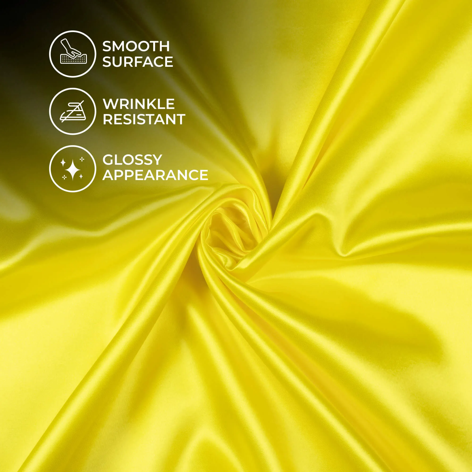 Yellow Neon Satin Fabric - Bumblebee Plain Ultra