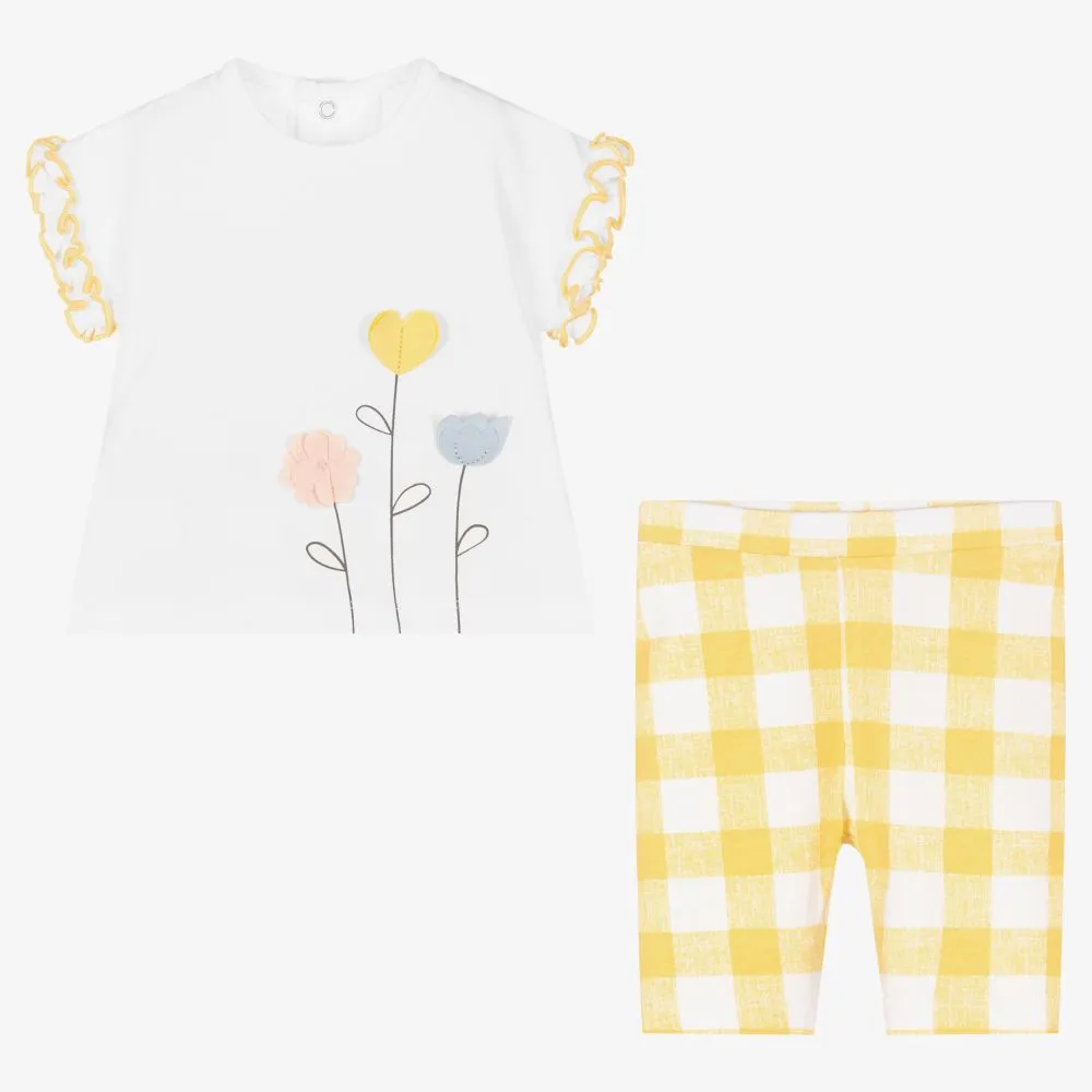 Yellow White Leggings Set