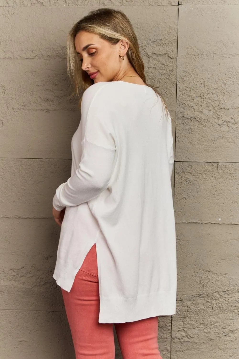 Zenana Center Seam Tunic Sweater in Ivory