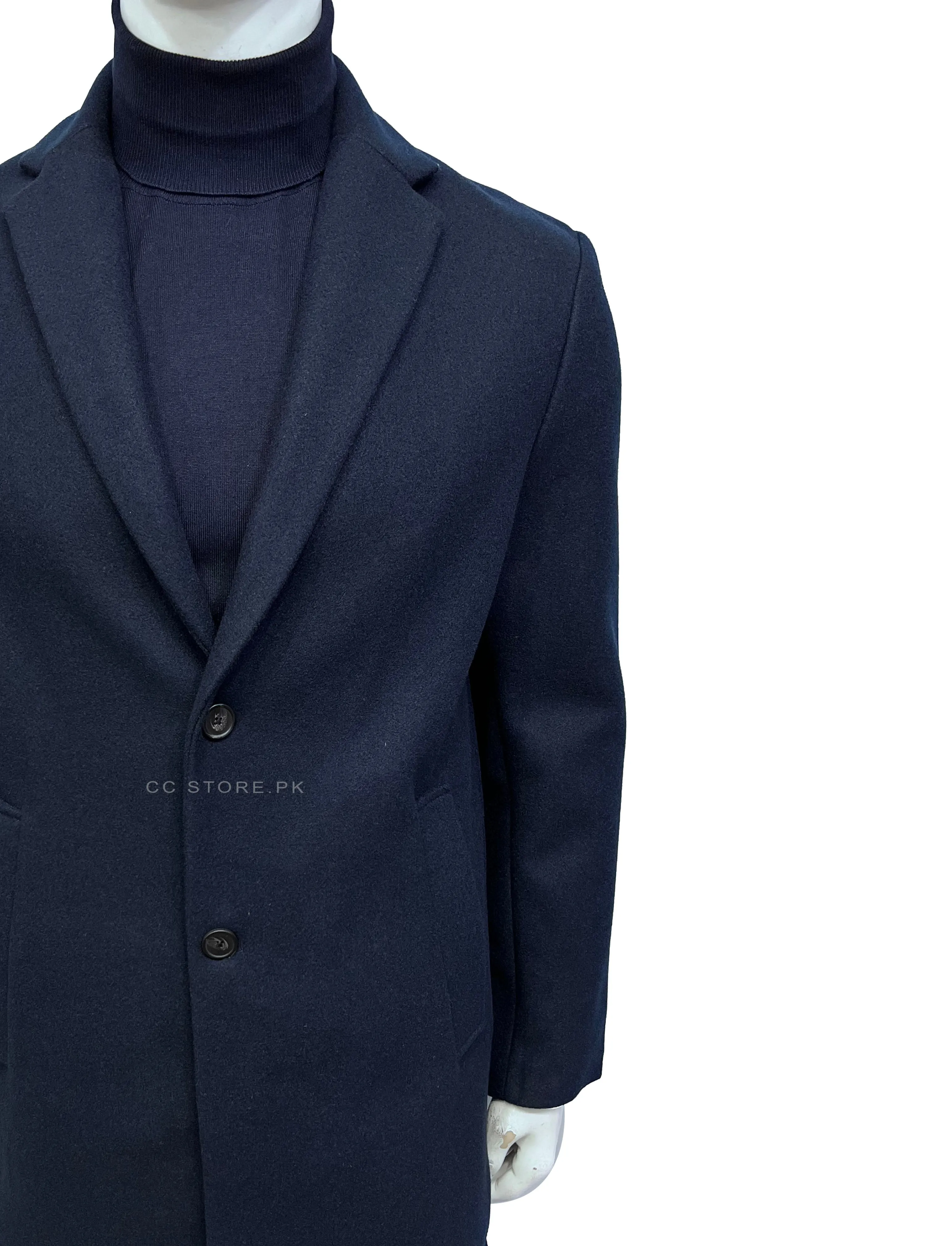 ZR Stretch Navy Blue Long Coat can be rewritten as Navy Blue Long Coat with ZR Stretch for better search engine optimization.