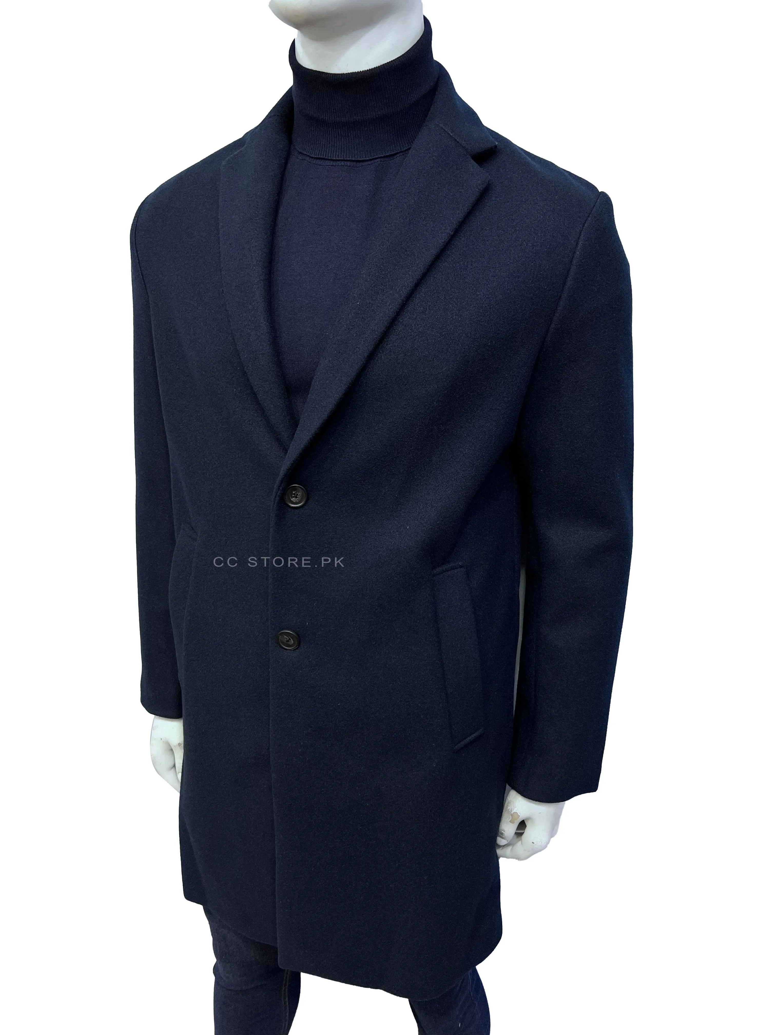 ZR Stretch Navy Blue Long Coat can be rewritten as Navy Blue Long Coat with ZR Stretch for better search engine optimization.