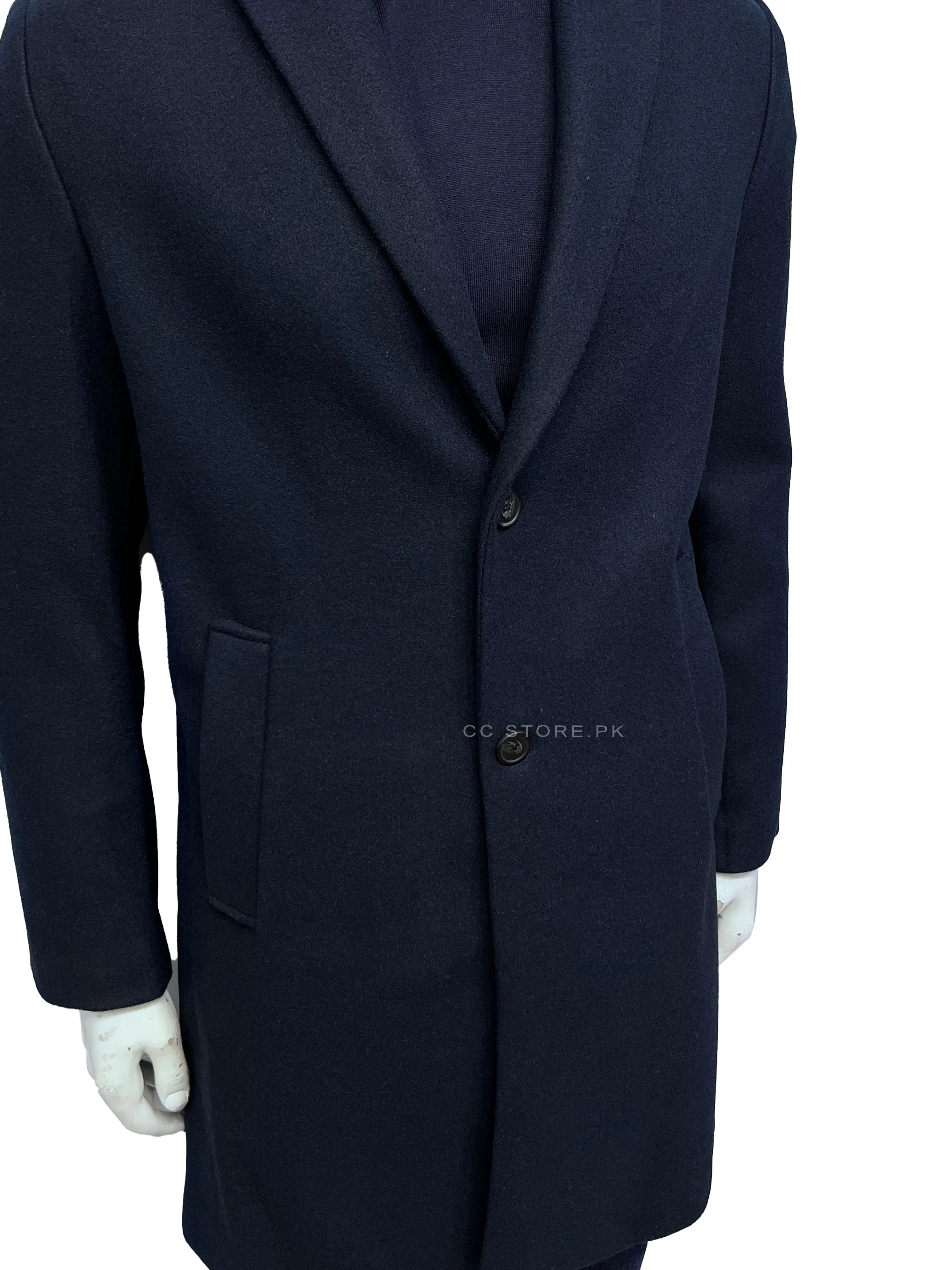 ZR Stretch Navy Blue Long Coat can be rewritten as Navy Blue Long Coat with ZR Stretch for better search engine optimization.