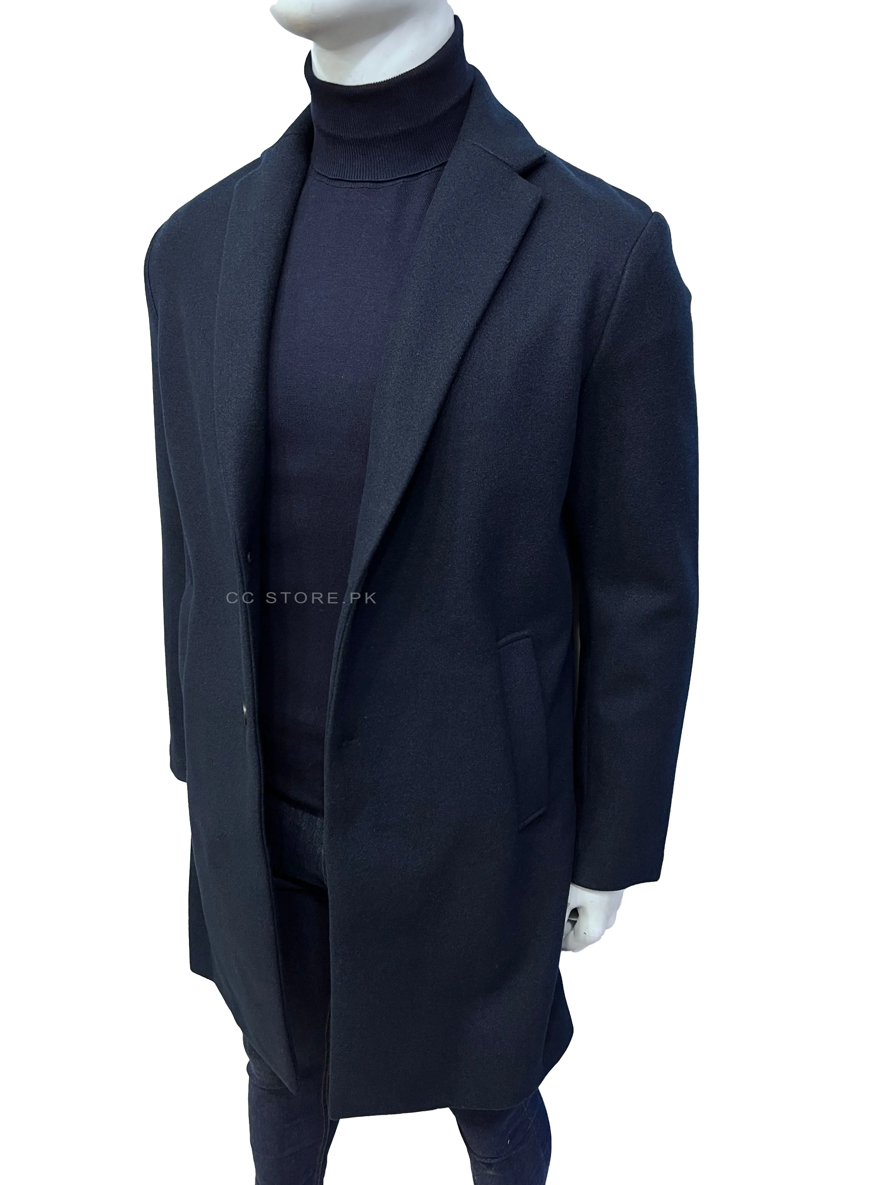 ZR Stretch Navy Blue Long Coat can be rewritten as Navy Blue Long Coat with ZR Stretch for better search engine optimization.